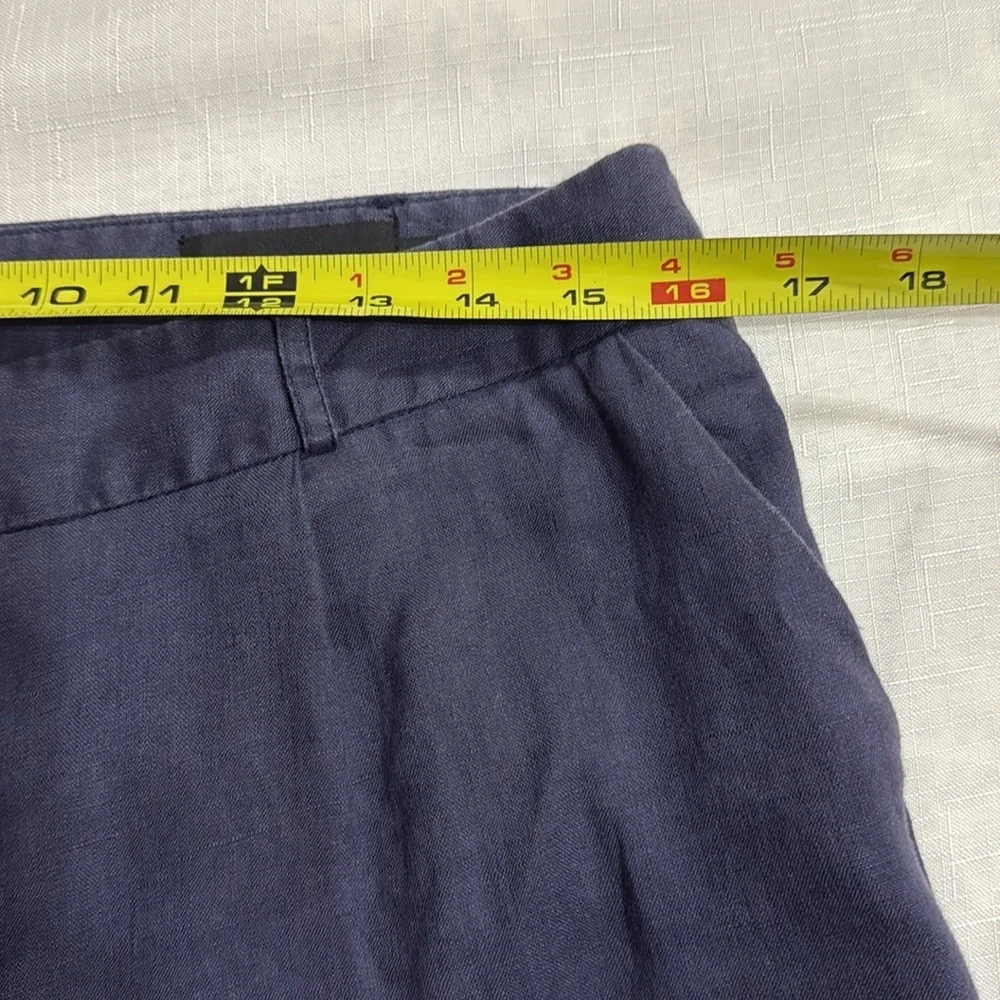 (H1) Koan mid-rise grey-blue straight-leg trousers, 100% linen, women's size 46
